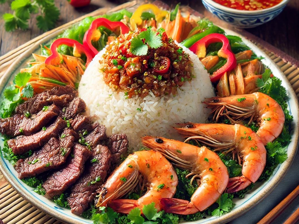 spicy beef rice plate